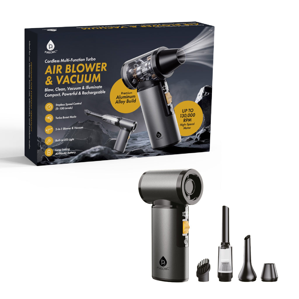 Ultimate Cleaning Bundle: 3-in-1 Turbo Air Duster & Cordless Handheld Vacuum